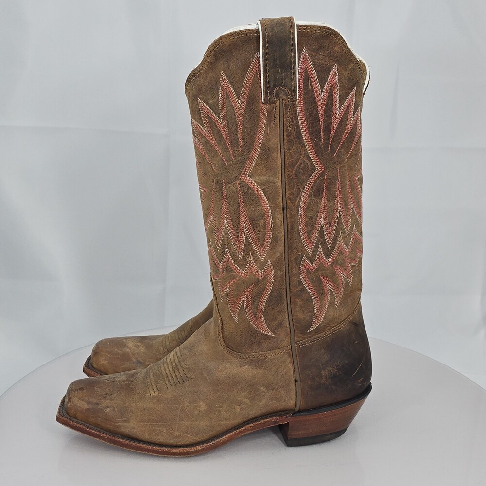 Tony Lama Suntan Century 7917L Women 8.5 B Square Toe Western Cowboy Boots Brown